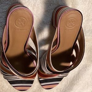 Tory Burch Striped Block Heels Size 7.5